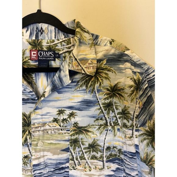 Chaps Ralph Lauren Vintage Short Sleeve Button Up Golf Shirt Hawaiian Large - Picture 1 of 8